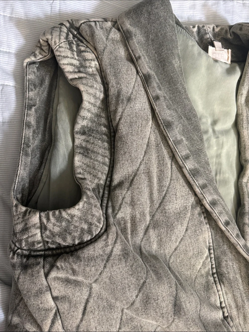 BiBi faded jean Quilted Sleeveless Vest